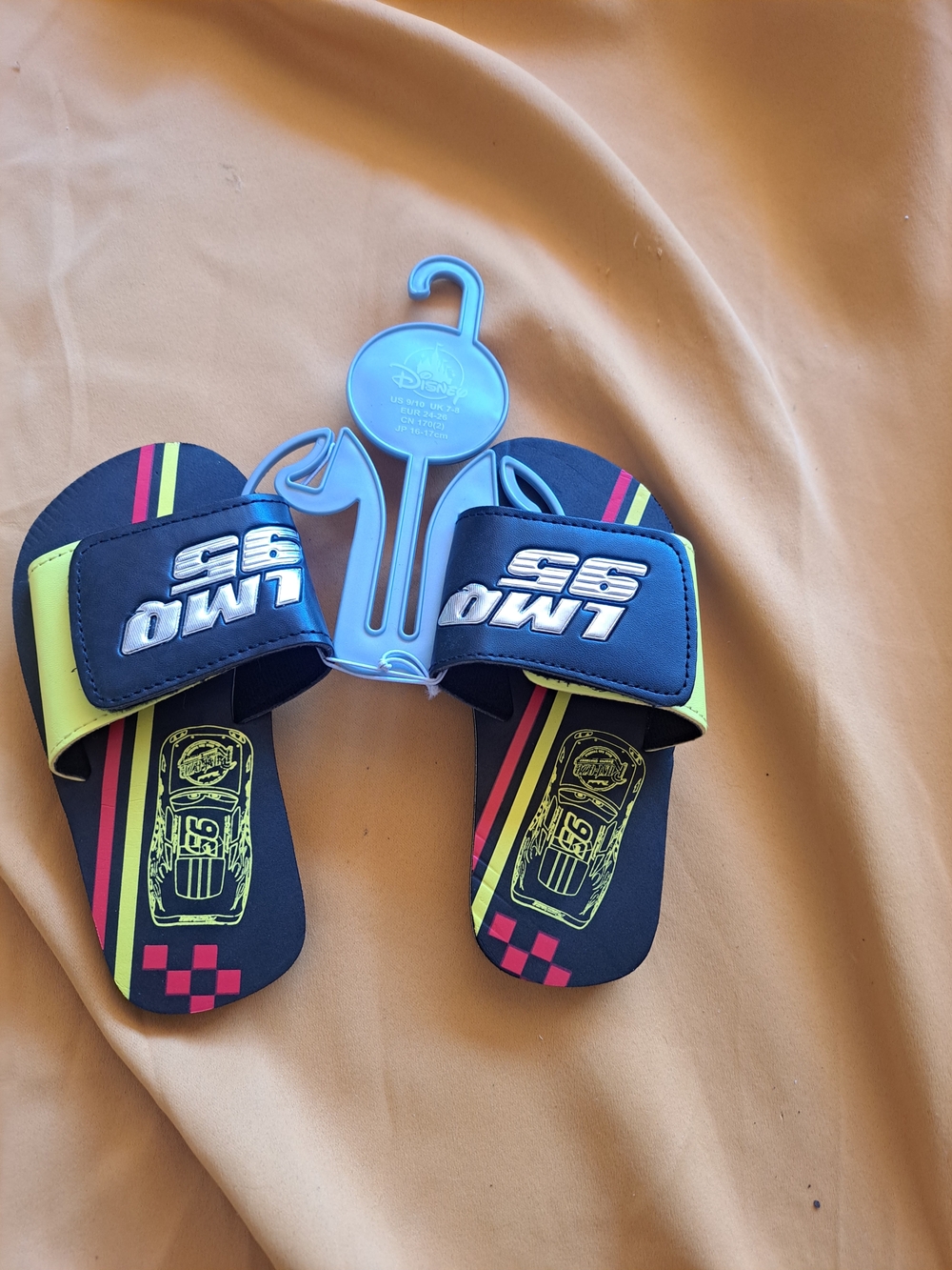 Kids' Black and Neon Slide Sandals